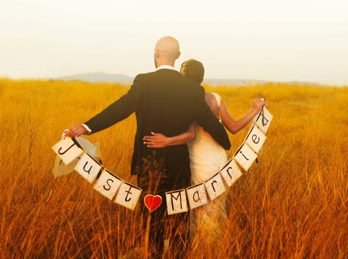 Elegant wedding couple portrait